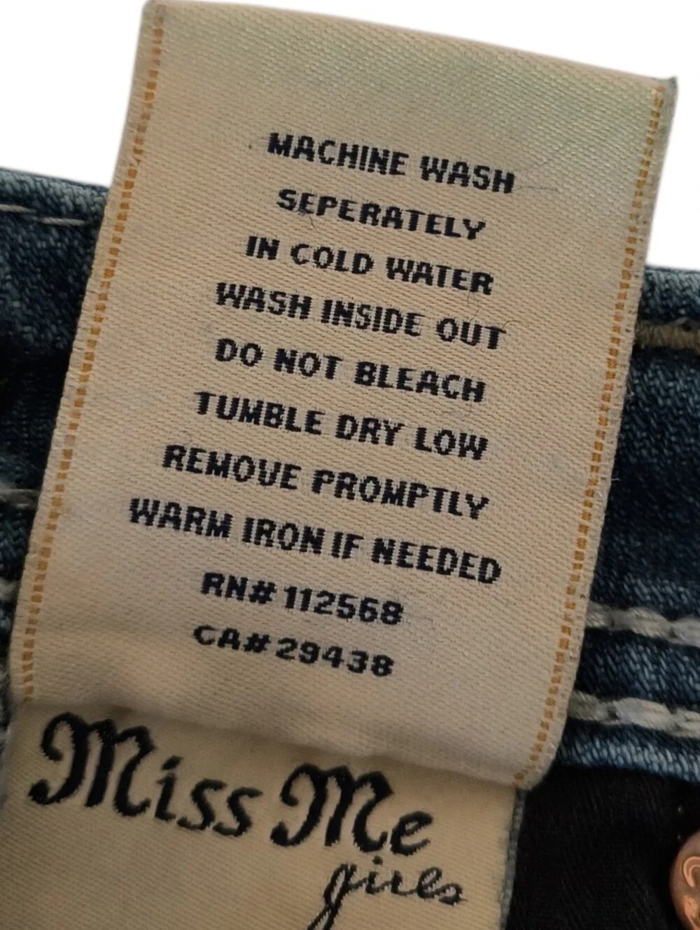 Girl's Miss Me Embellished Boot Cut Jeans Size 10
